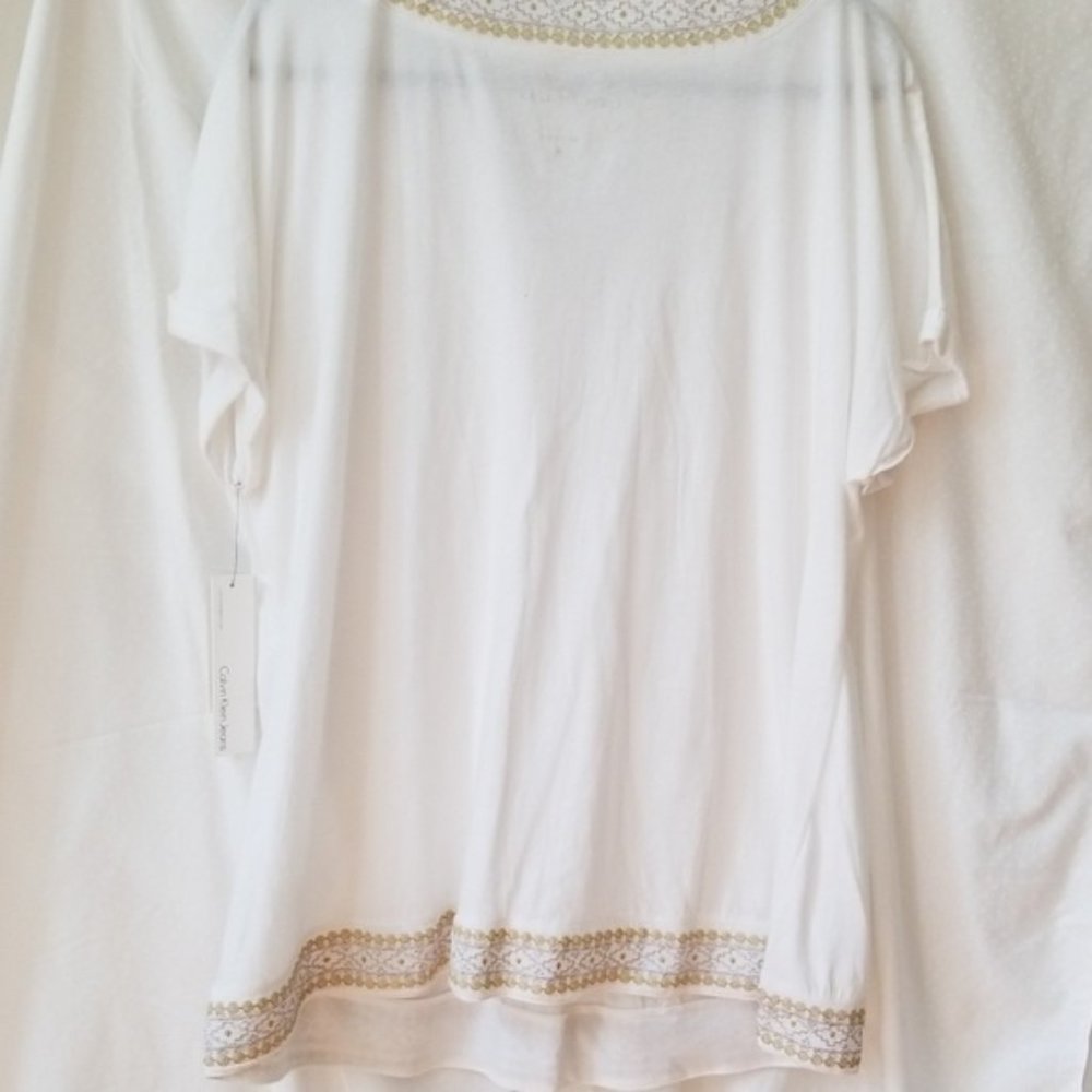 Calvin Klein Grecian like V Neck white top - Picture 3 of 5